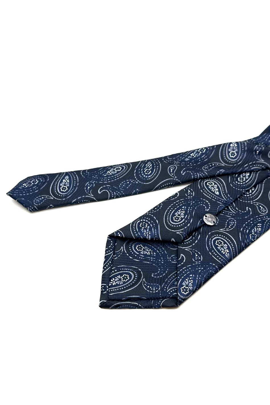 Siyah - Lacivert Şal Desen Mendilli Klasik Kravat KK13008
