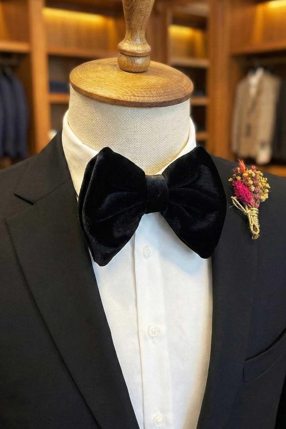 Siyah Lüks Büyük Kadife Papyon P1703