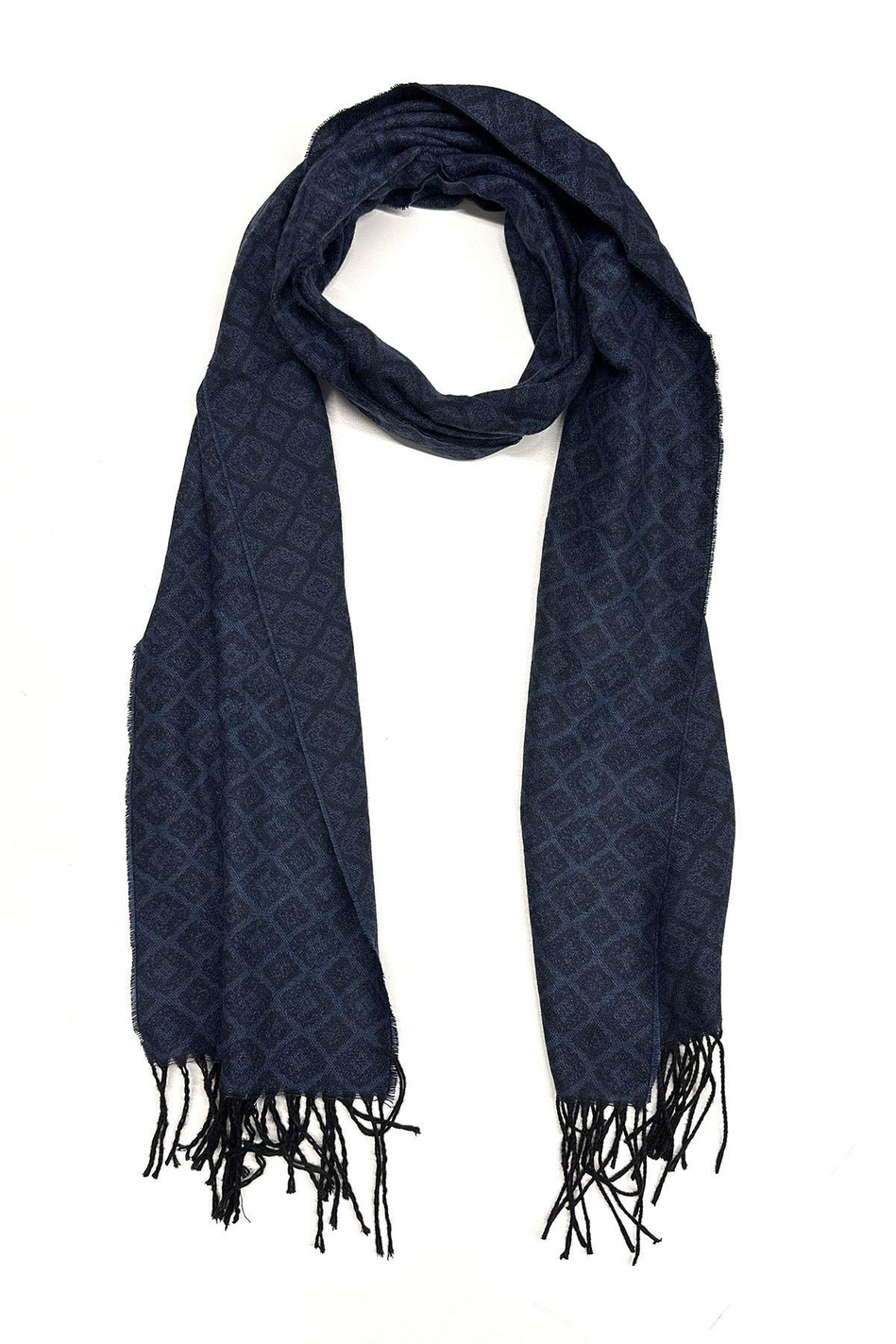 Siyah - Mavi Motif Desen Erkek Kaşkol K496
