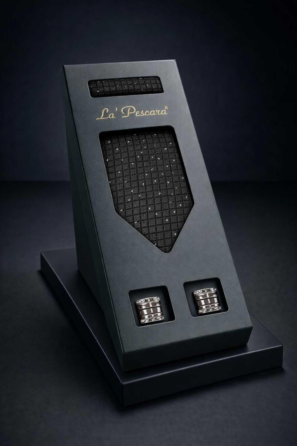 Siyah Mendilli Klasik Kravat Kol Düğmesi Erkek Hediye Seti OS594