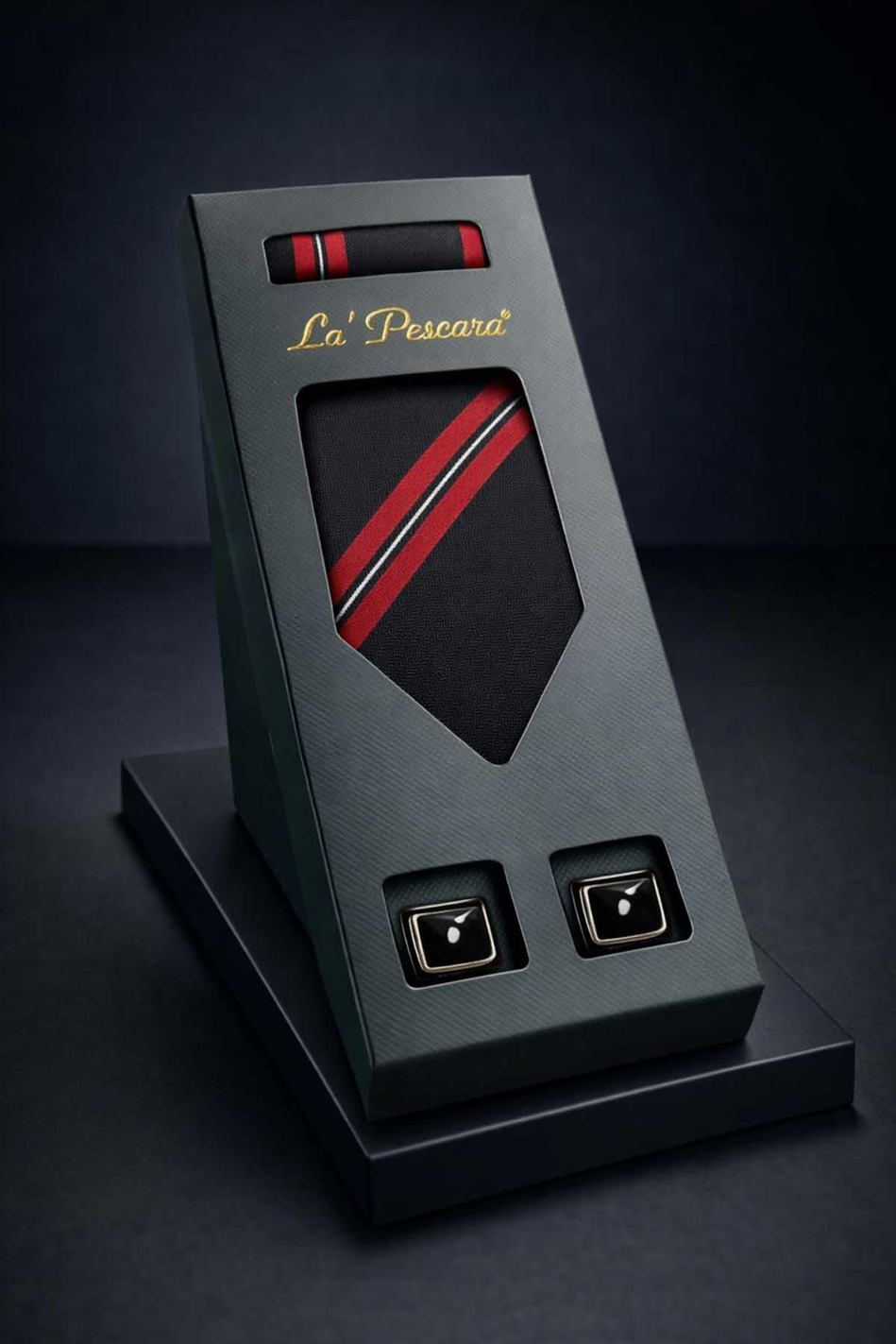 Siyah Mendilli Klasik Kravat Kol Düğmesi Erkek Hediye Seti OS609