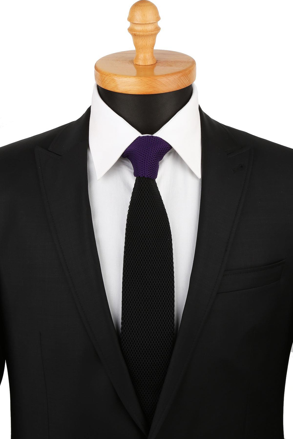 Siyah - Mor Düz Örgü Kravat ÖR8277