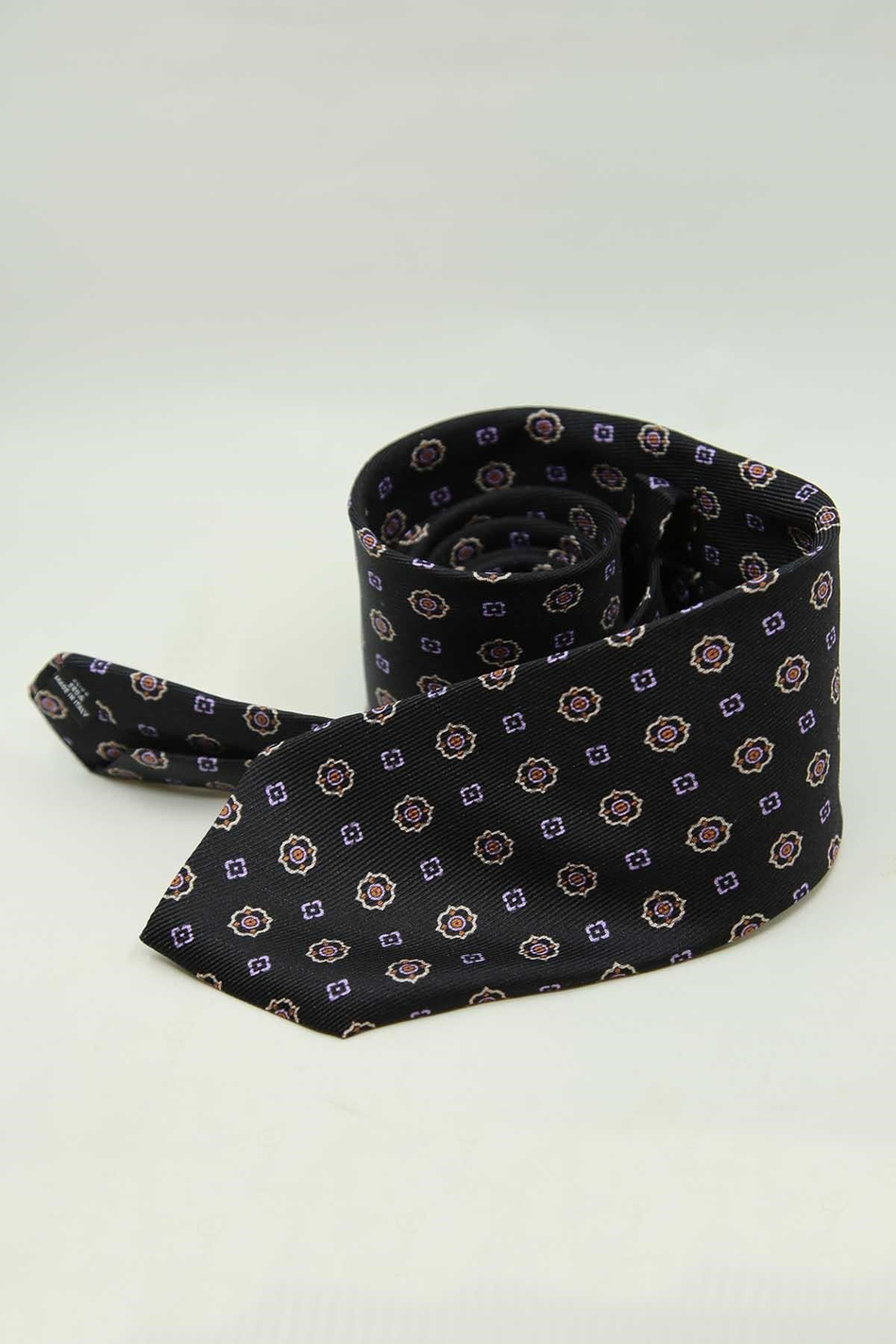 Siyah Motif Desen İtalyan İpek Kravat İK2488