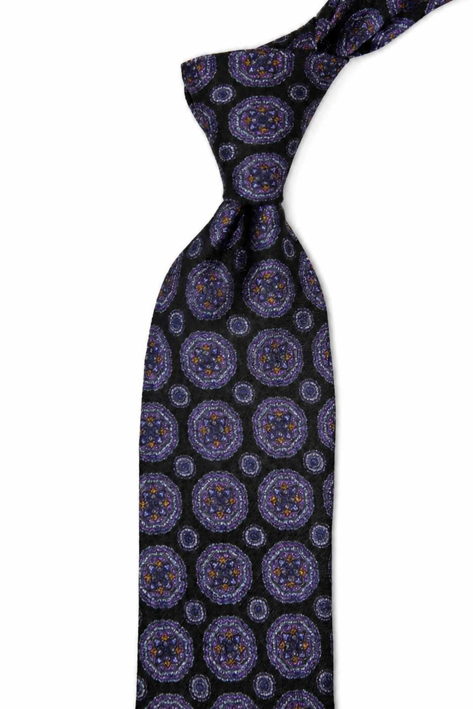 Siyah Motif Desen İtalyan İpek Kravat İK2501