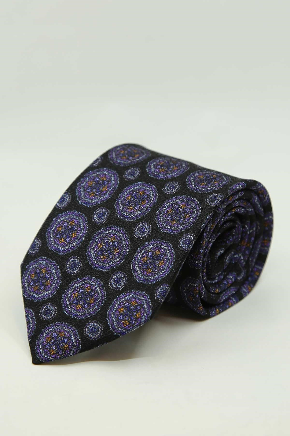 Siyah Motif Desen İtalyan İpek Kravat İK2501