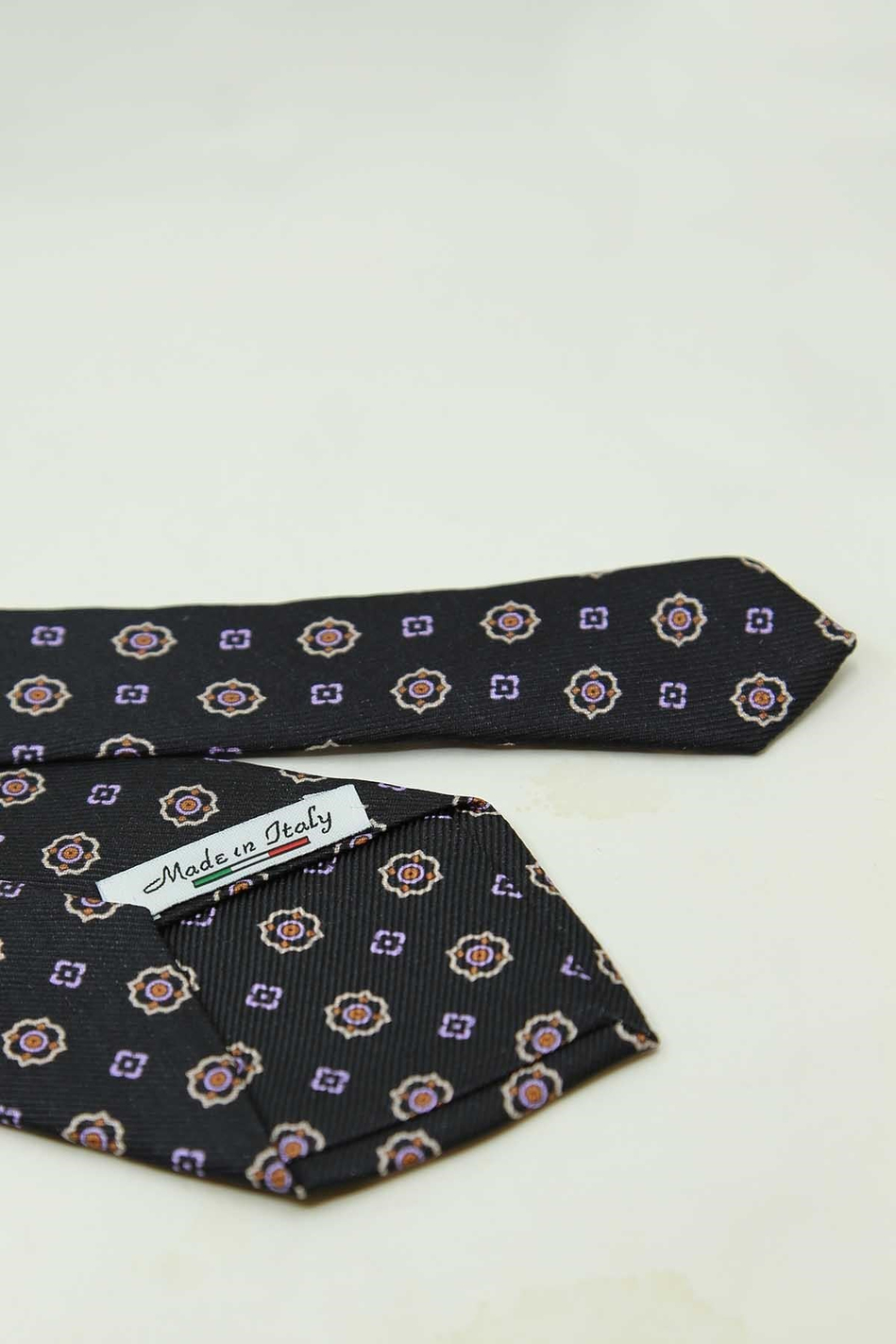 Siyah Motif Desen İtalyan İpek Kravat İK2488