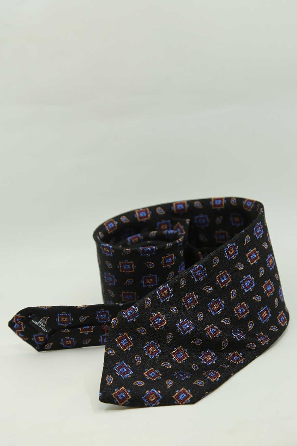 Siyah Motif Desen İtalyan İpek Kravat İK2496