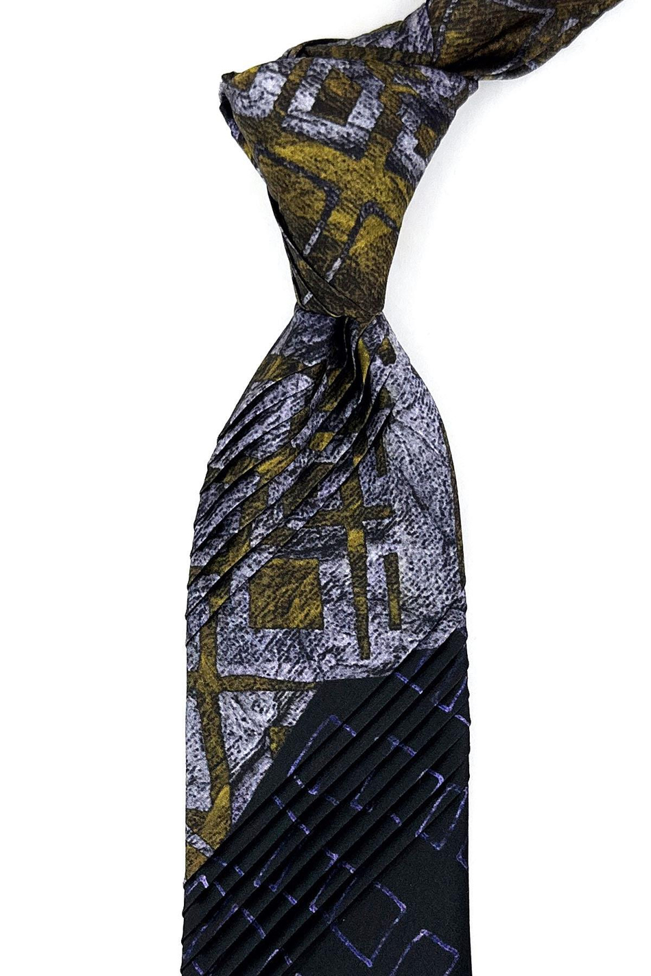 Siyah Motif Desen İtalyan Piliseli İpek Kravat EST169