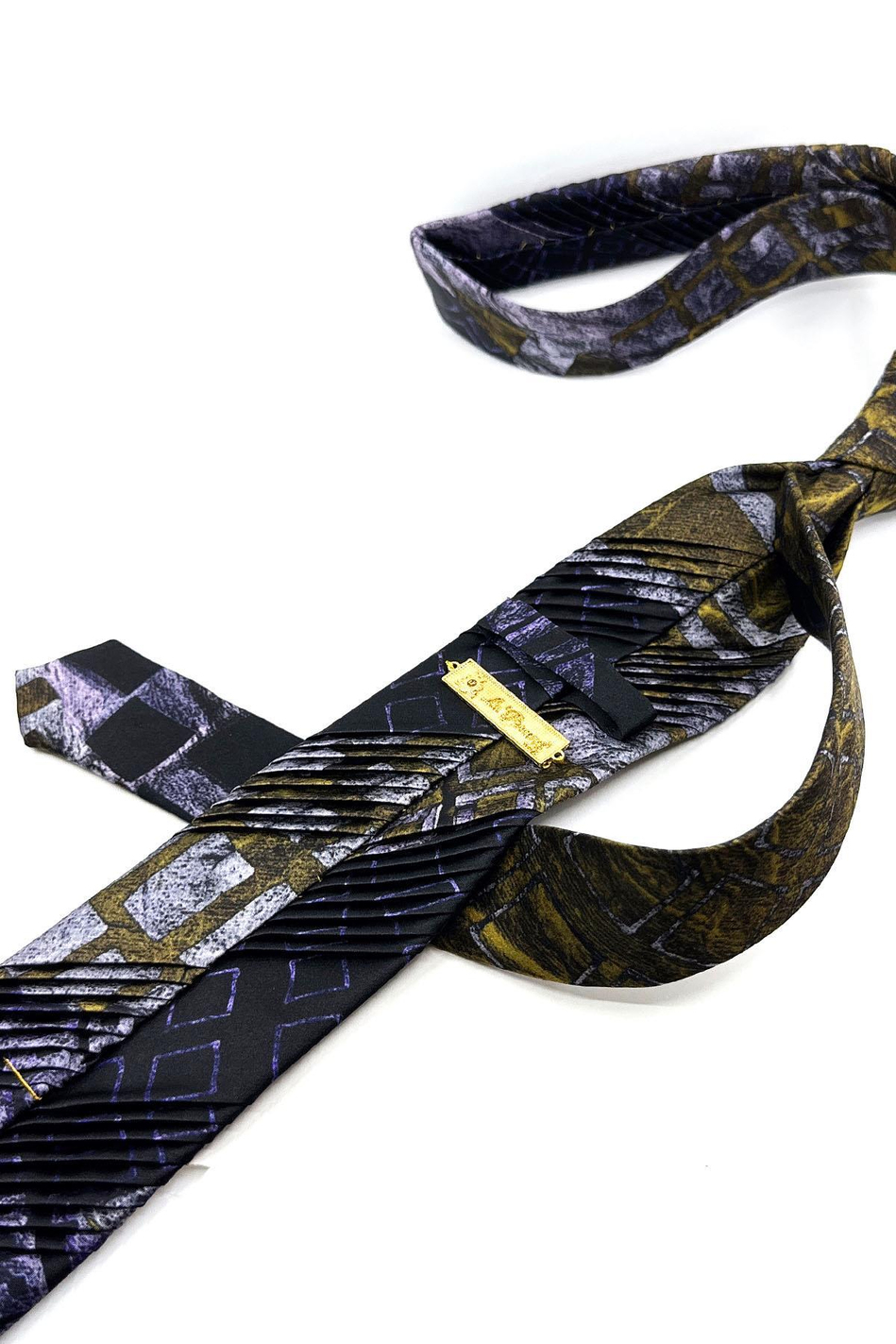 Siyah Motif Desen İtalyan Piliseli İpek Kravat EST169