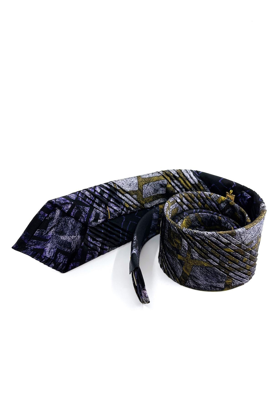 Siyah Motif Desen İtalyan Piliseli İpek Kravat EST169