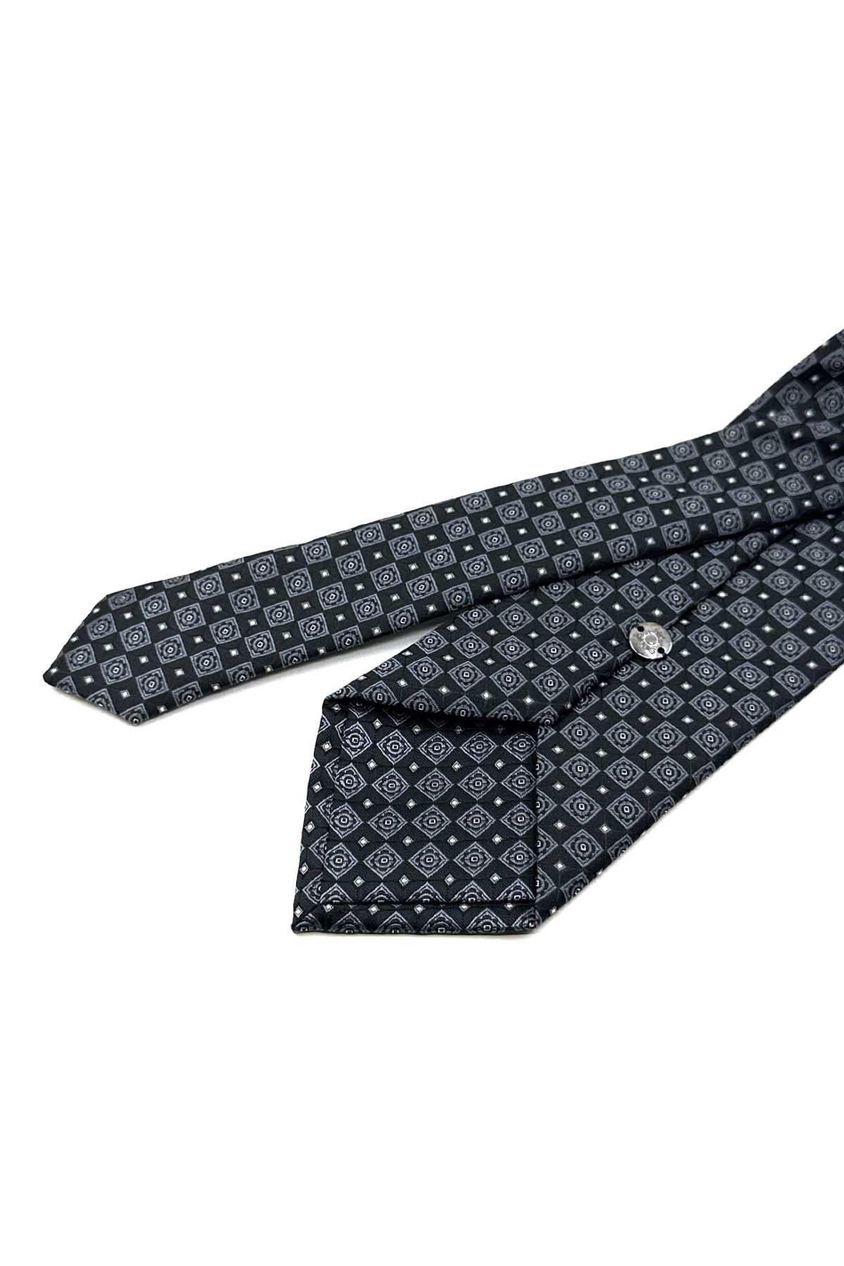 Siyah Motif Desen Mendilli Klasik Kravat KK12604