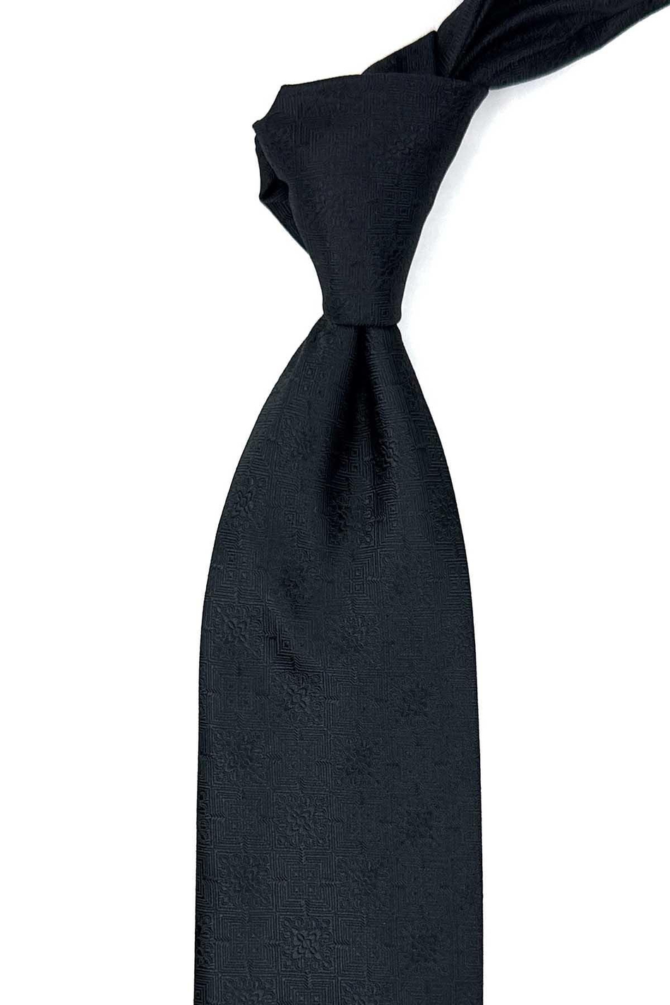 Siyah Motif Desen Mendilli Klasik Kravat KK12549