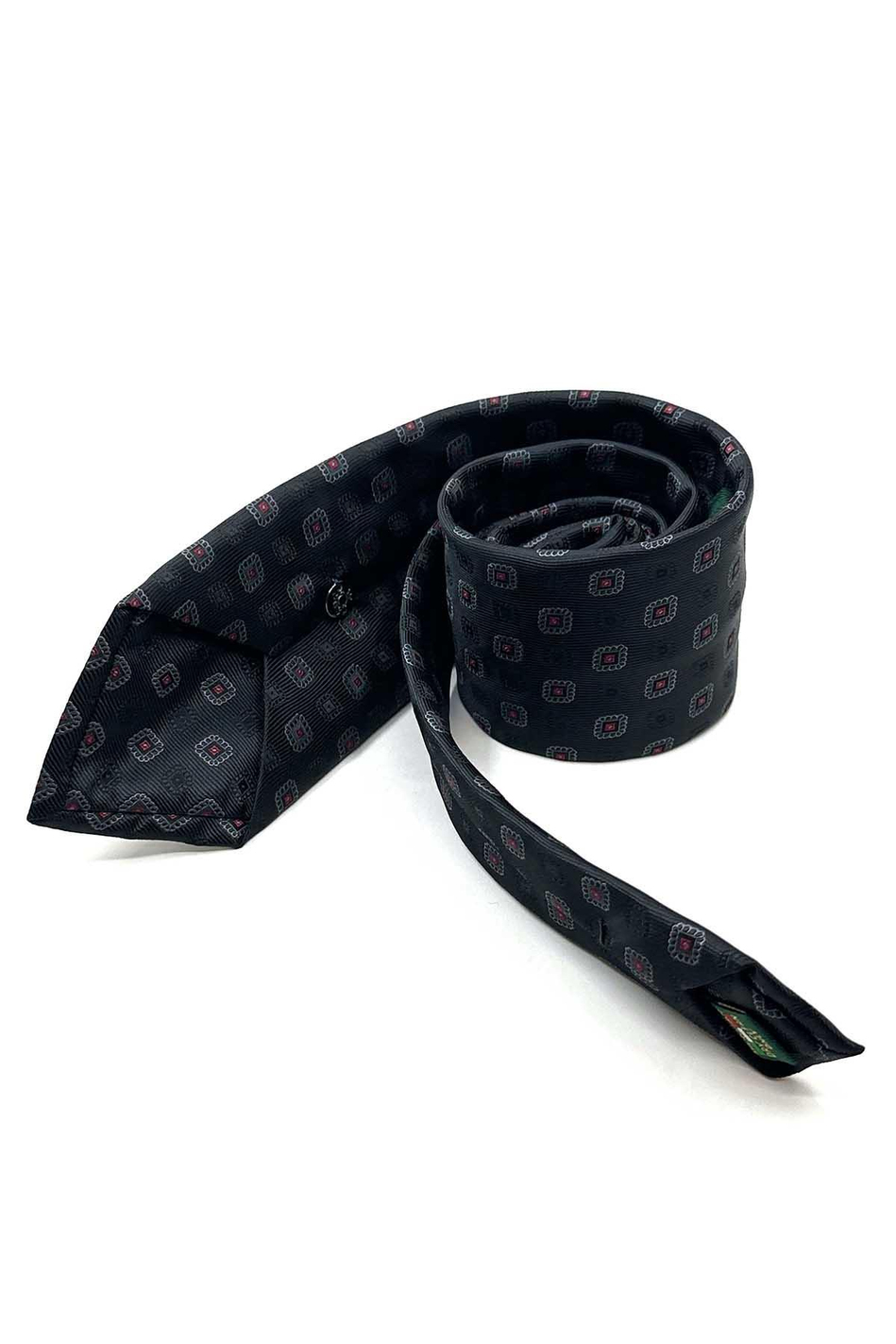 Siyah Motif Desen Mendilli Klasik Kravat KK13088