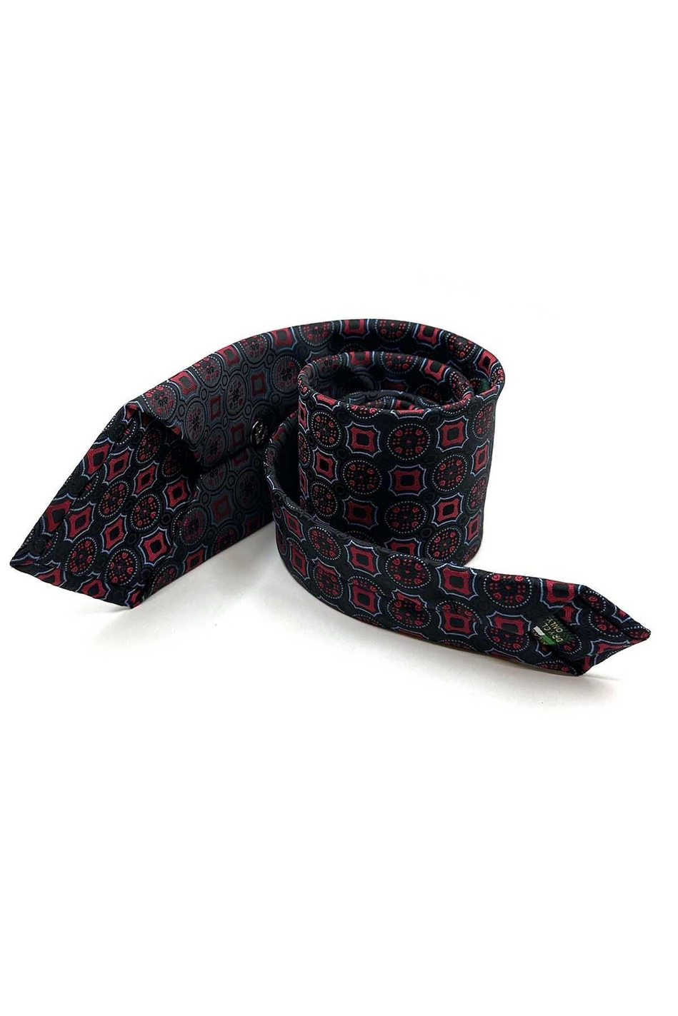 Siyah Motif Desen Mendilli Klasik Kravat KK12952