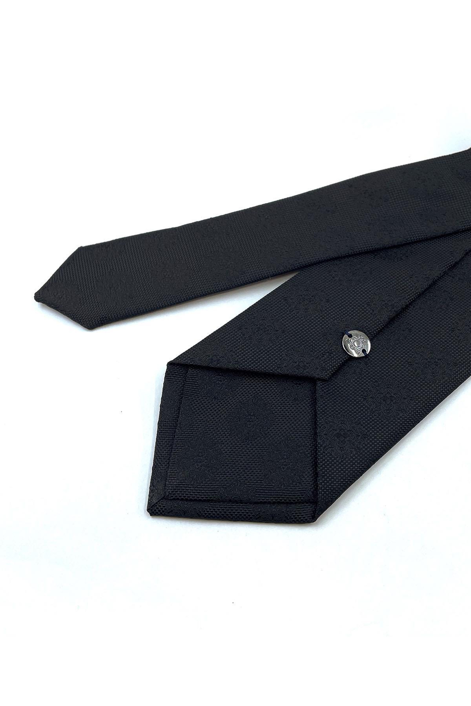 Siyah Motif Desen Mendilli Klasik Kravat KK10972