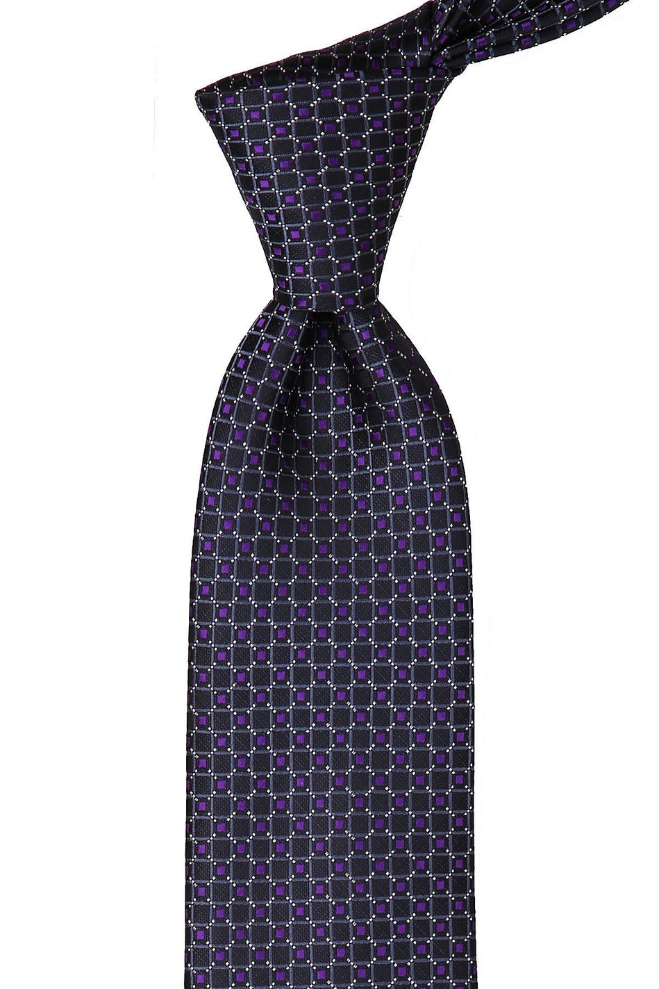 Siyah Motif Desen Mendilli Klasik Kravat KK9897