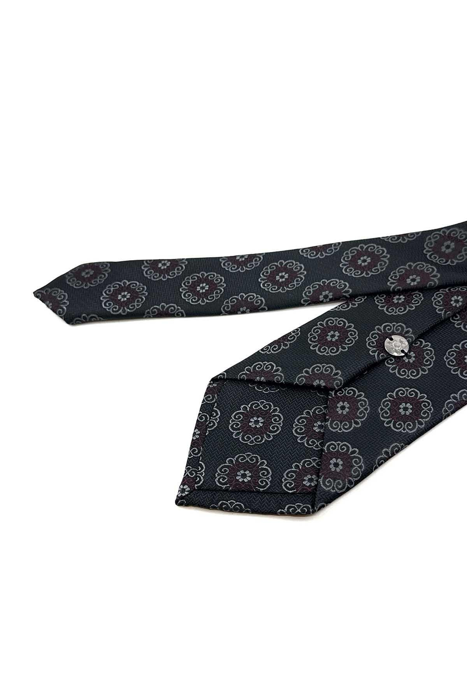 Siyah Motif Desen Mendilli Klasik Kravat KK12242