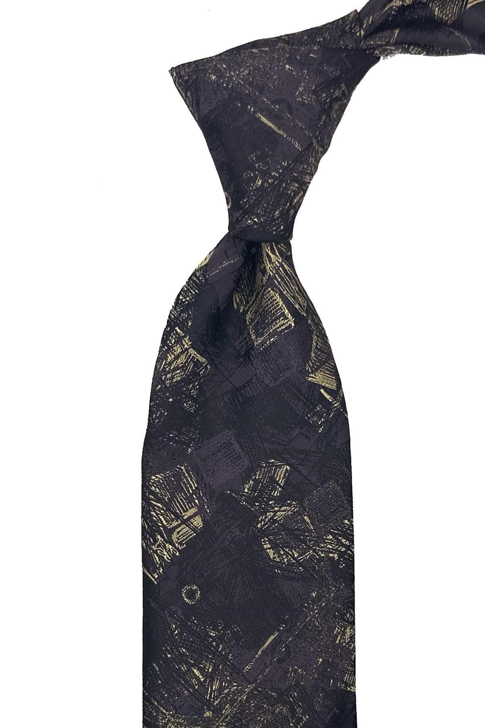 Siyah Mürdüm Motif Desen Mendilli Klasik Kravat KK13746