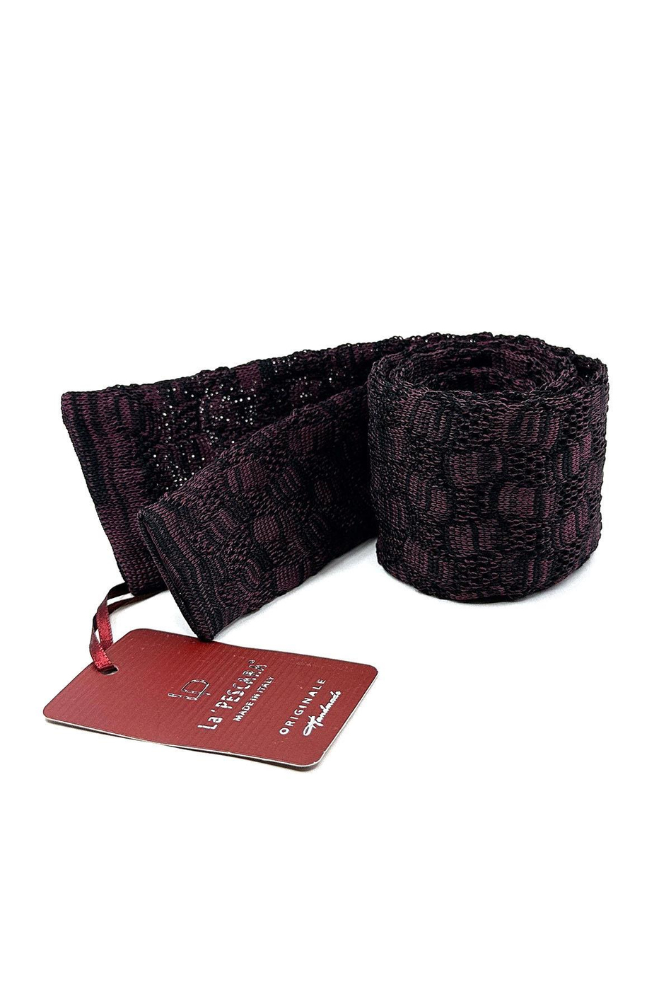 Siyah - Mürdüm Motif Desen Örgü Kravat ÖR8357