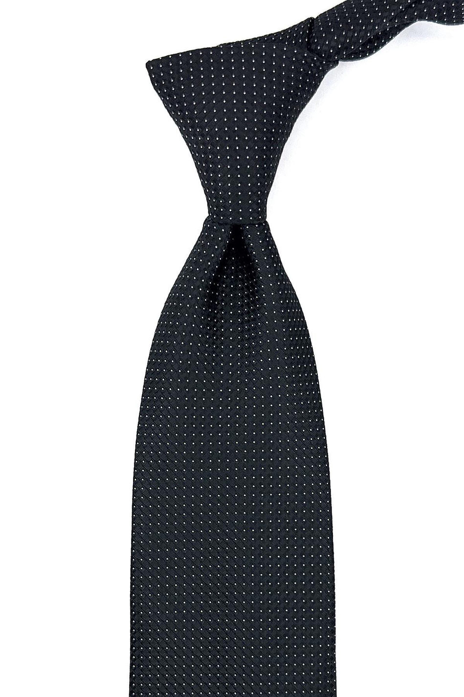 Siyah Nokta Desen Mendilli Klasik Kravat KK11257
