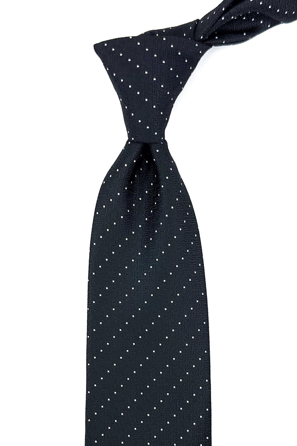 Siyah Nokta Desen Mendilli Klasik Kravat KK11201