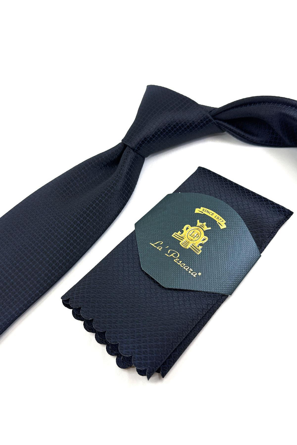 Siyah Nokta Desen Mendilli Klasik Kravat KK11118