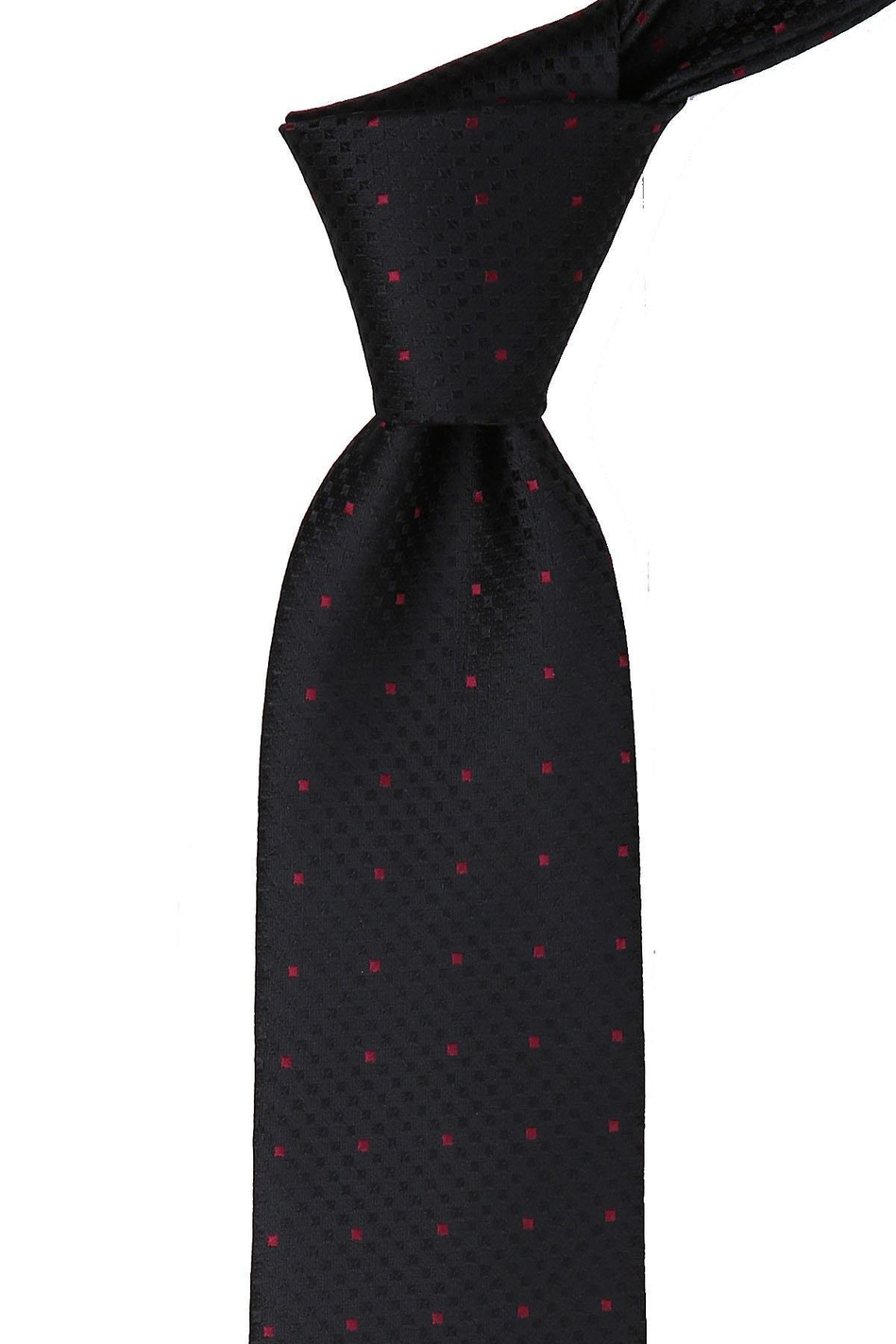 Siyah Nokta Desen Mendilli Klasik Kravat KK9489