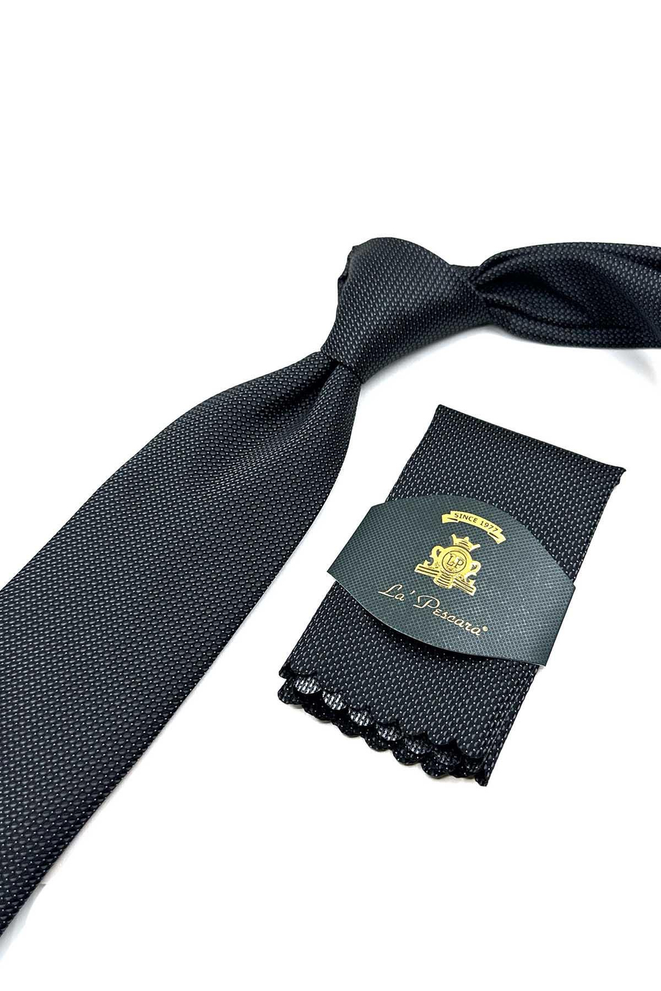 Siyah Nokta Desen Mendilli Klasik Kravat KK12537