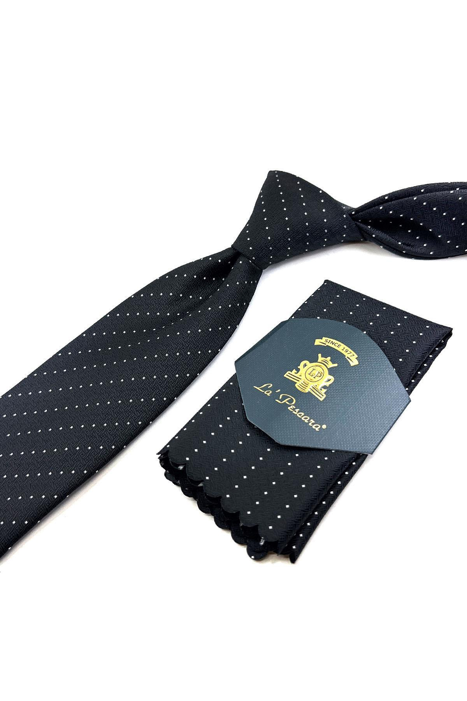 Siyah Nokta Desen Mendilli Klasik Kravat KK11201