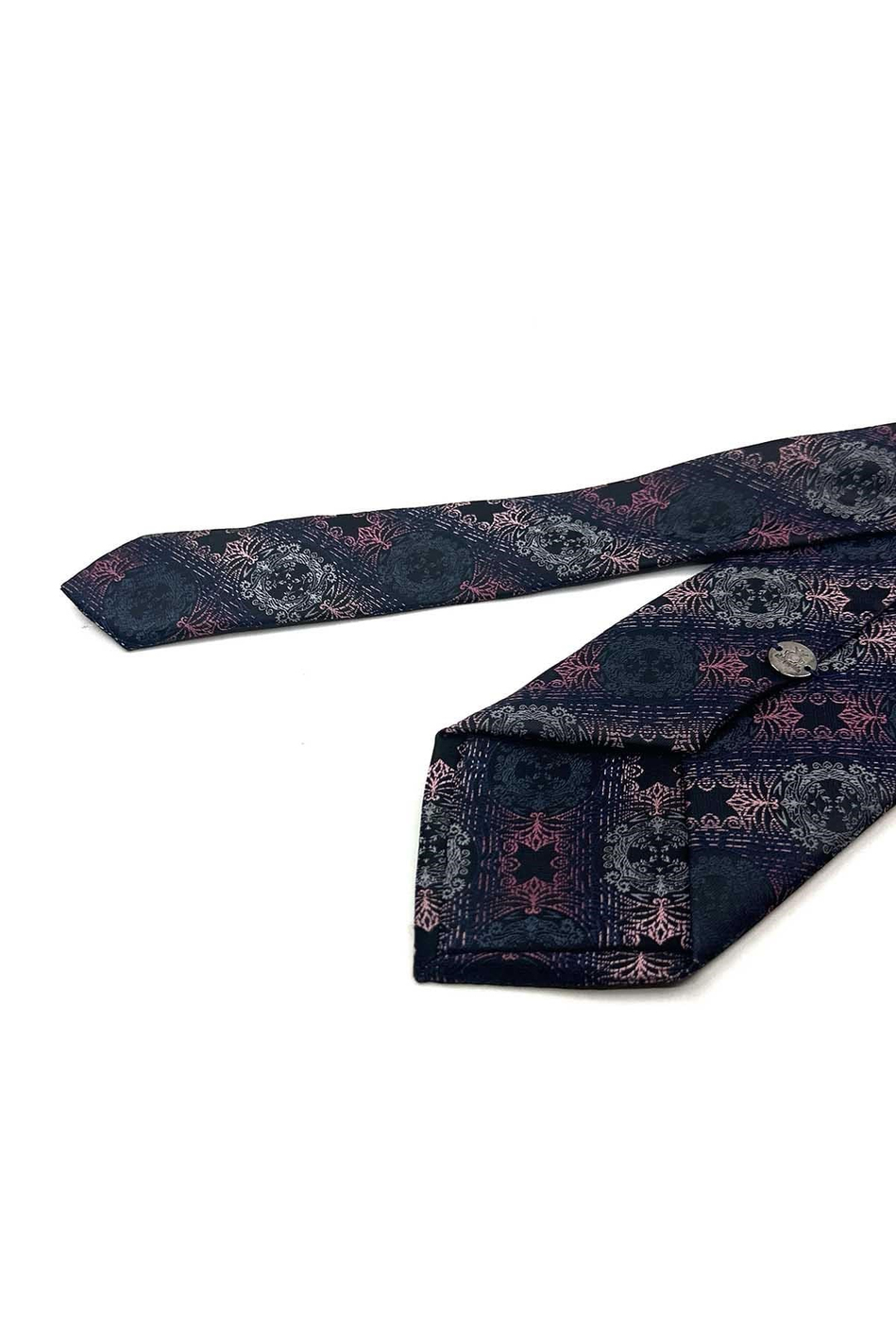 Siyah Pembe Motif Desen Mendilli Klasik Kravat KK13723