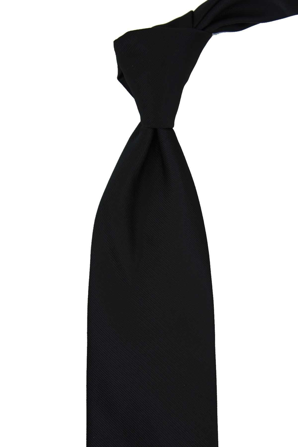 Siyah Reps Dokulu Düz Mendilli Klasik Kravat KK13174