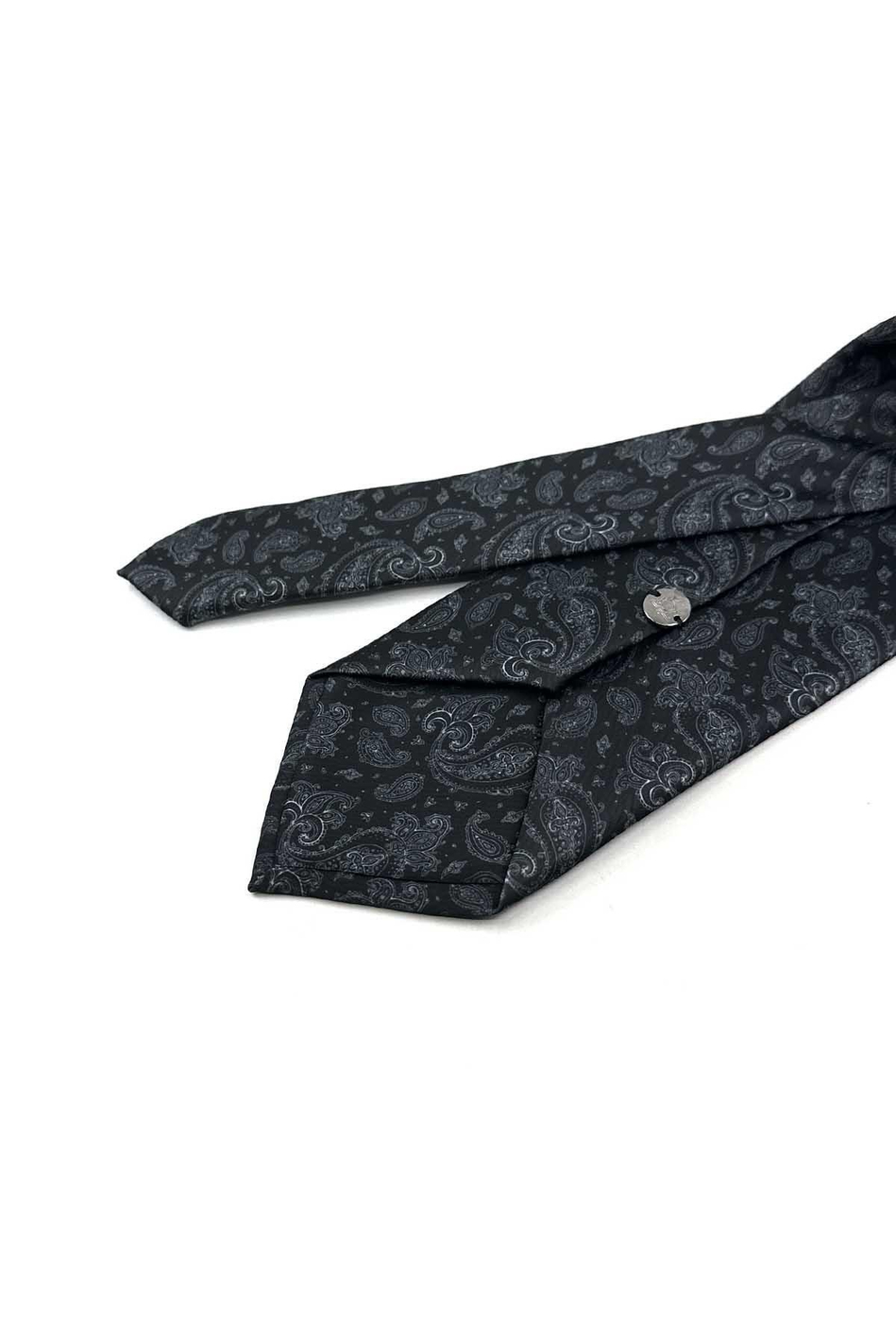 Siyah Şal Desen Baskılı Mendilli Klasik Kravat KK13358
