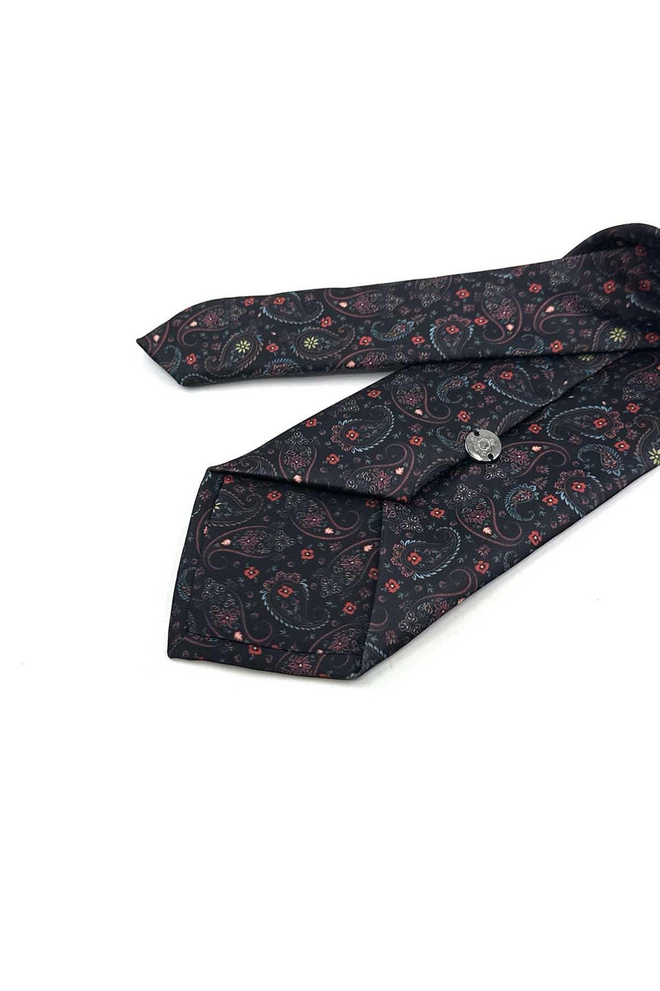 Siyah Şal Desen Baskılı Mendilli Klasik Kravat KK13348