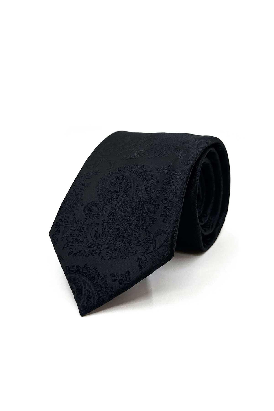Siyah Şal Desen Mendilli Klasik Kravat KK13117