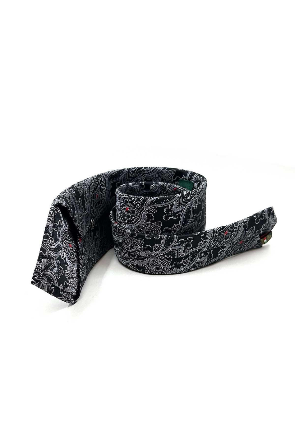 Siyah Şal Desen Mendilli Klasik Kravat KK12859