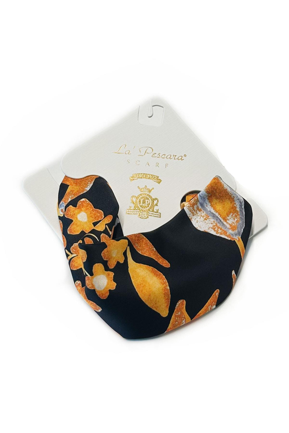 Siyah - Sarı Çiçek Desen Fular Bandana 55-55 cm KDNF07