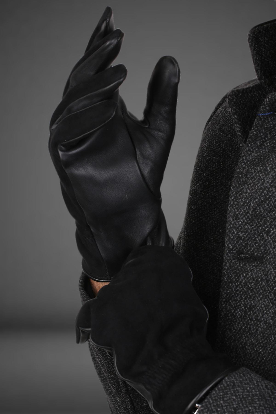 Siyah Süet Erkek Deri Eldiven EL08