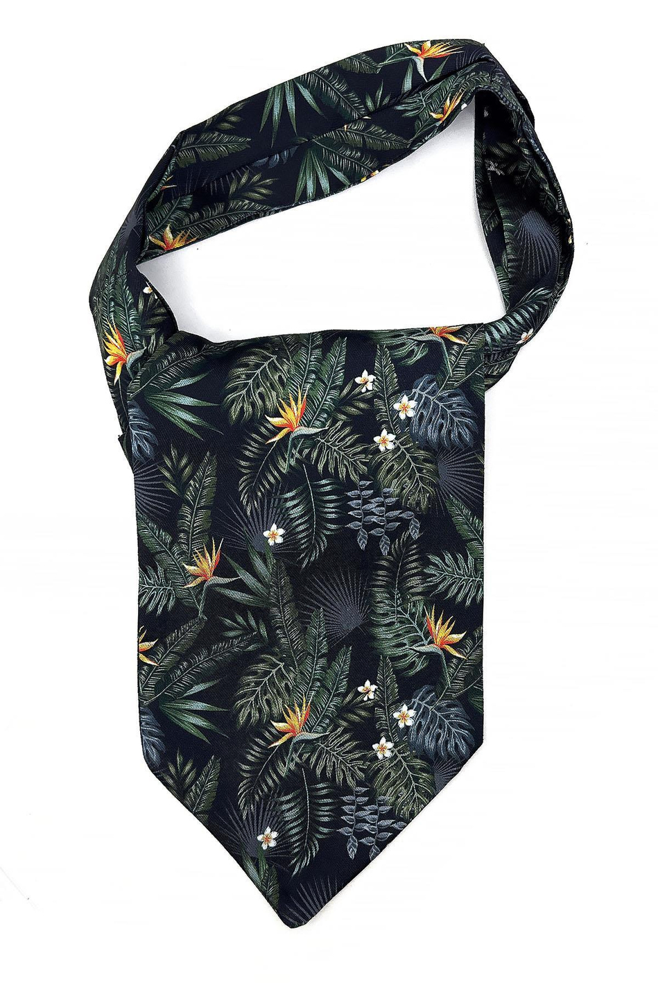 Siyah - Yeşil Çiçek Desen Erkek Fular K422