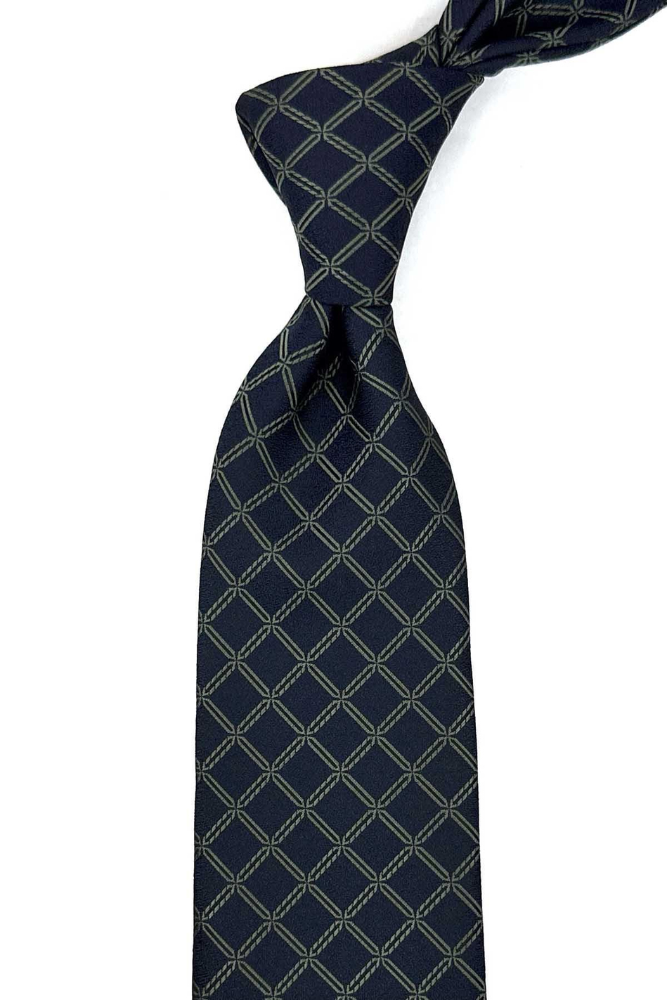 Siyah - Yeşil Kare Desen Mendilli Klasik Kravat KK12469