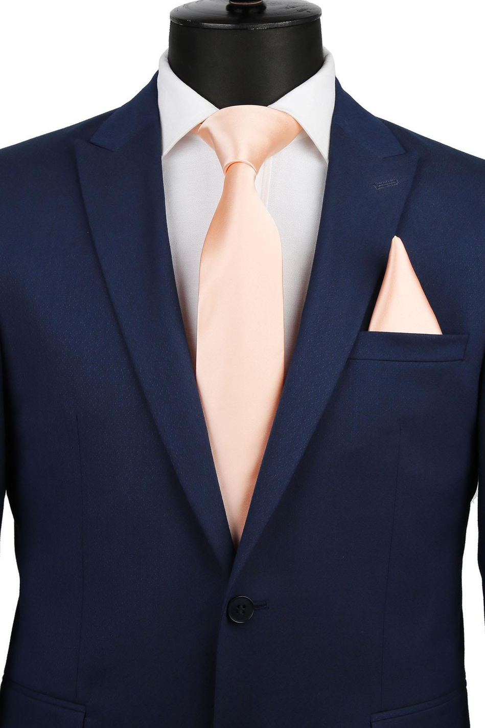 Somon Renk Mendilli Düz Saten Kravat KK1139