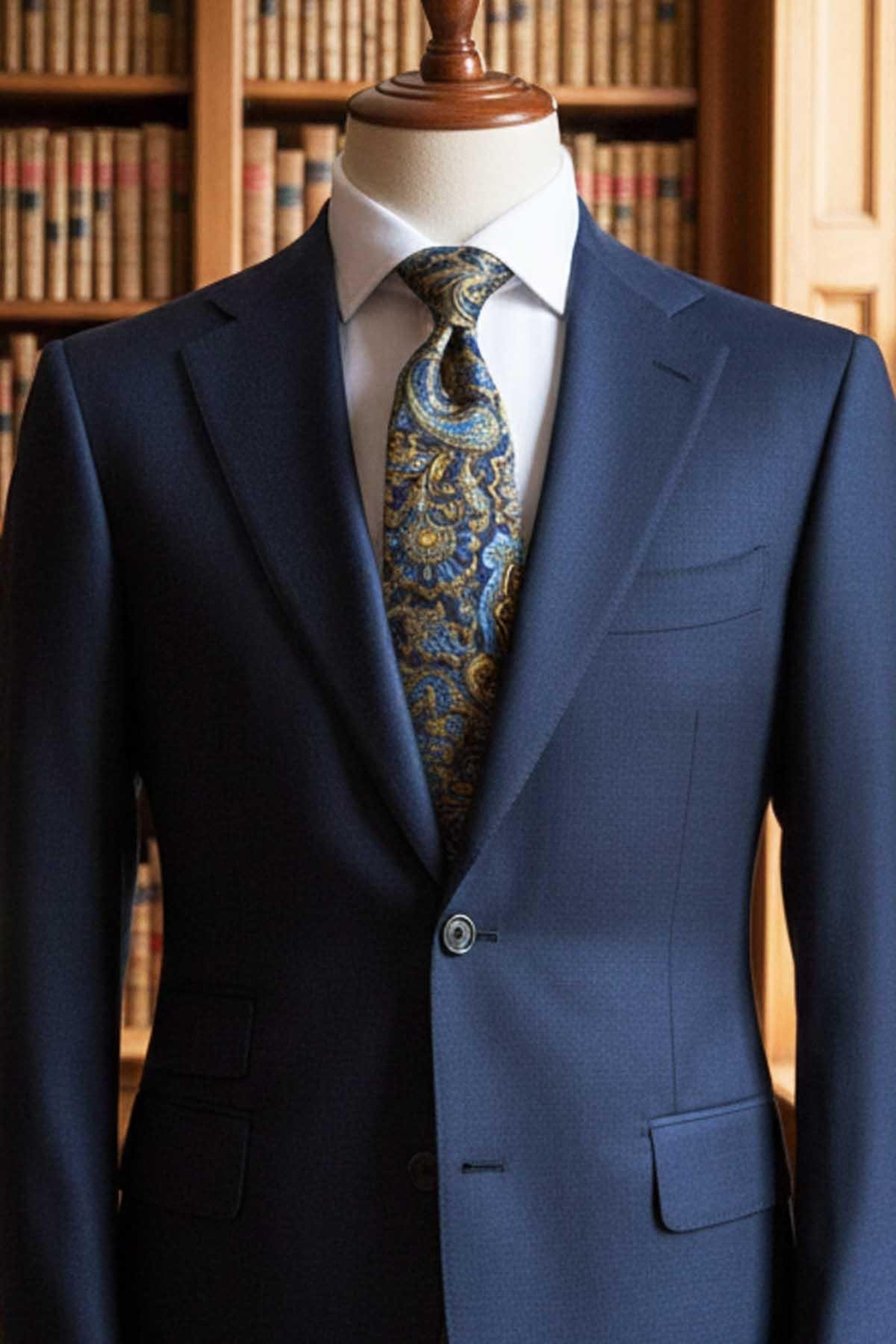 Sorengo Style Lacivert Şal Desen İtalyan İpek Kravat İK2217