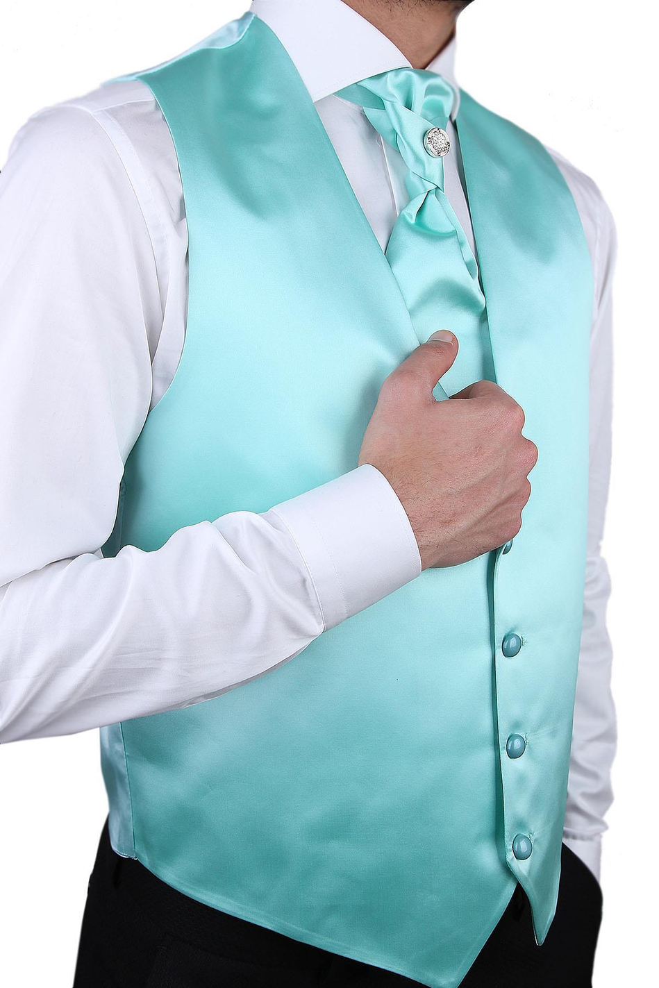 Su Yeşili Renk Damat Yeleği YLK05