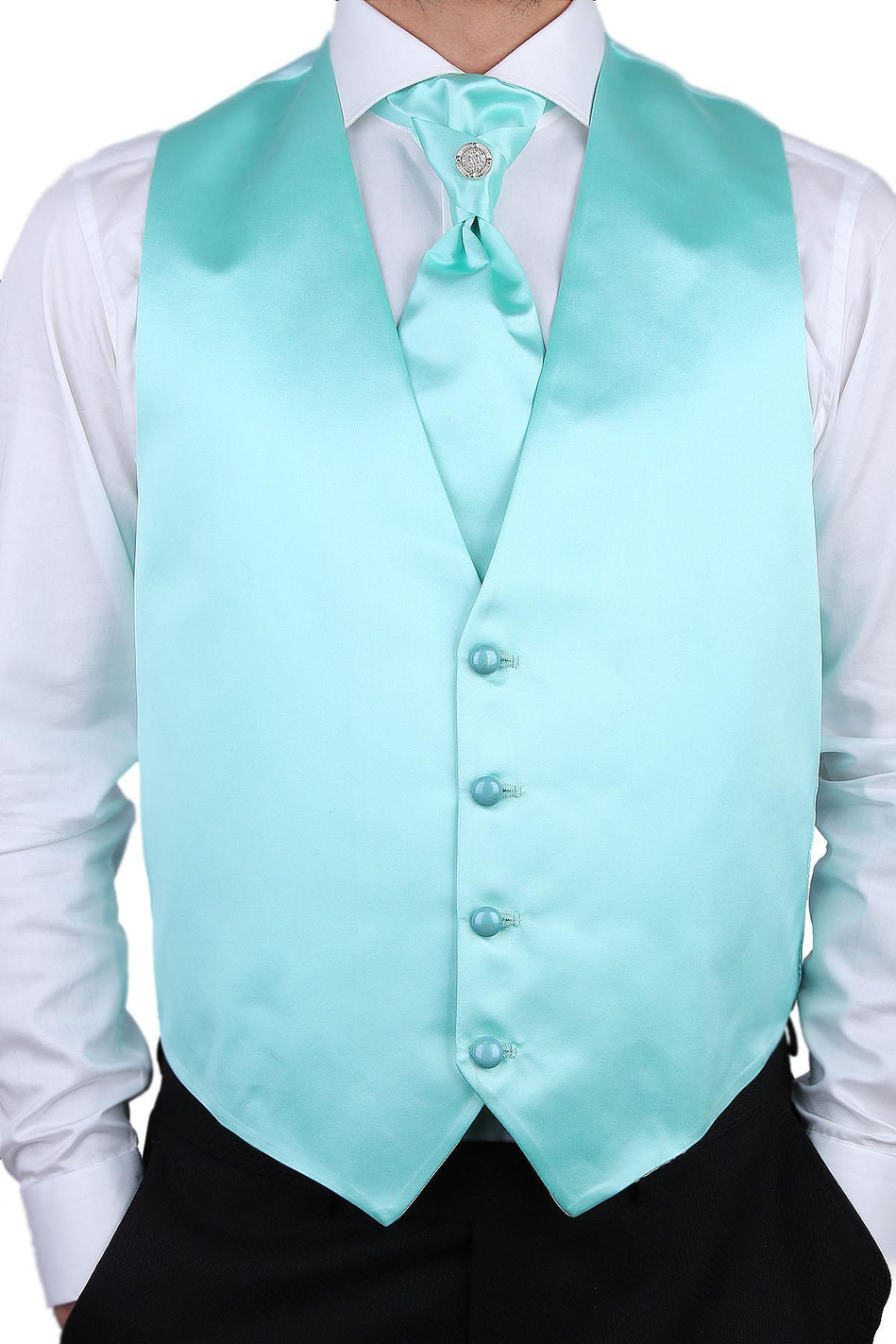 Su Yeşili Renk Damat Yeleği YLK05