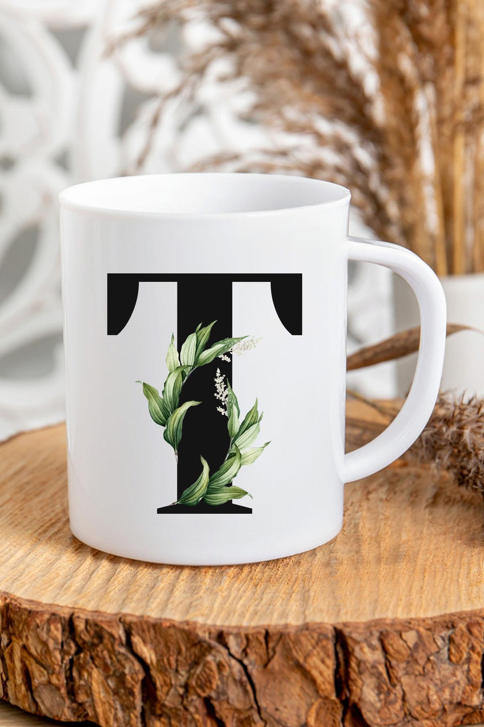 T Harfli Baş Harf Baskılı Kupa Bardak