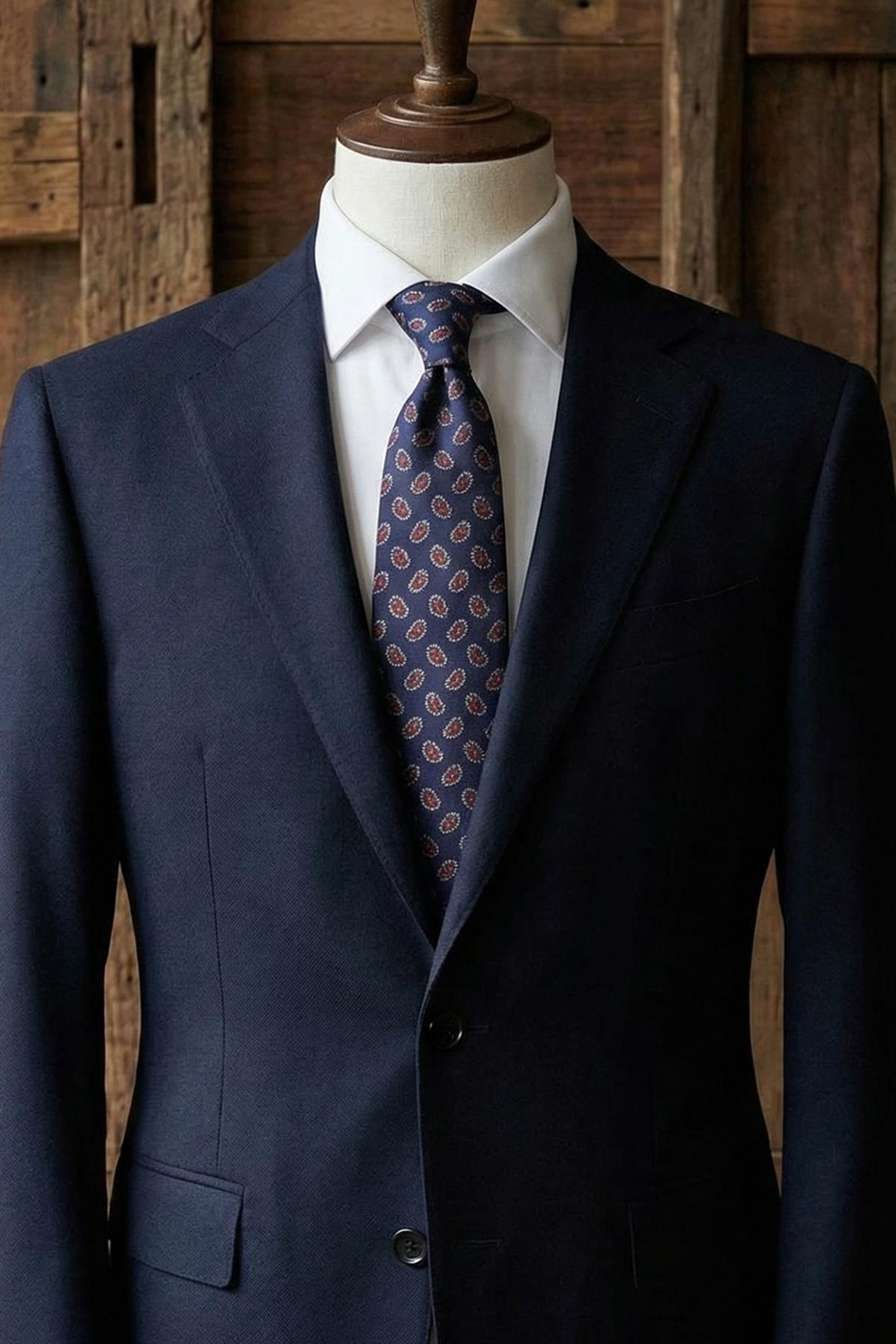 Trobaso Style Lacivert Şal Desen İtalyan İpek Kravat İK2247