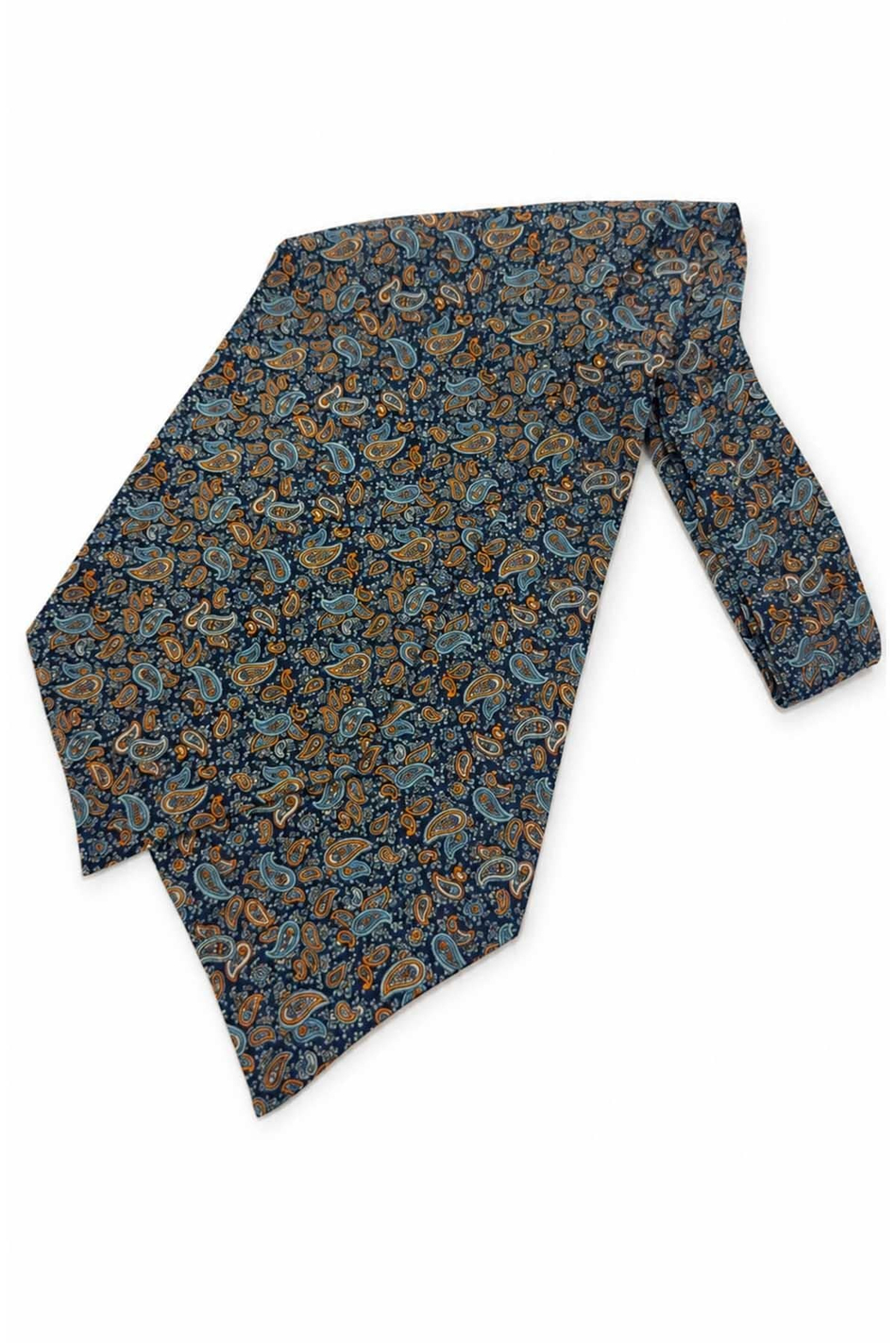 Tukuaz Turuncu Şal Desen İtalyan İpek Ascot Kravat SAC136