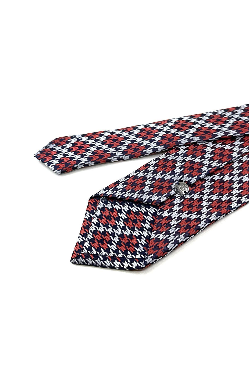 Turuncu - Beyaz Motif Desen Mendilli Klasik Kravat KK12029