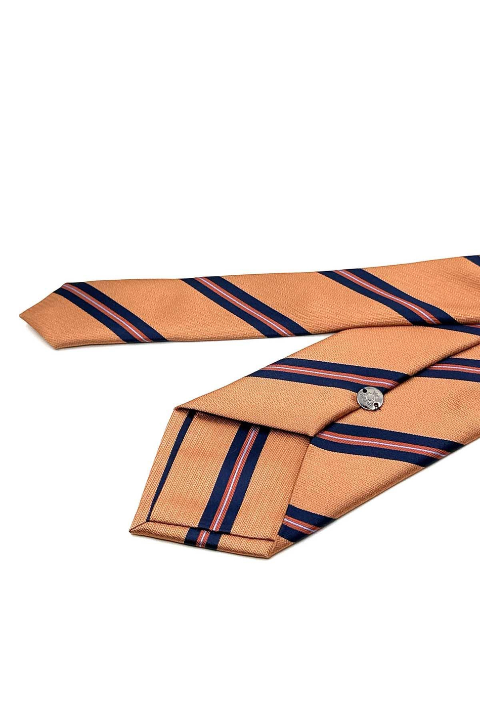 Turuncu Çizgi Desen Mendilli Klasik Kravat KK12827