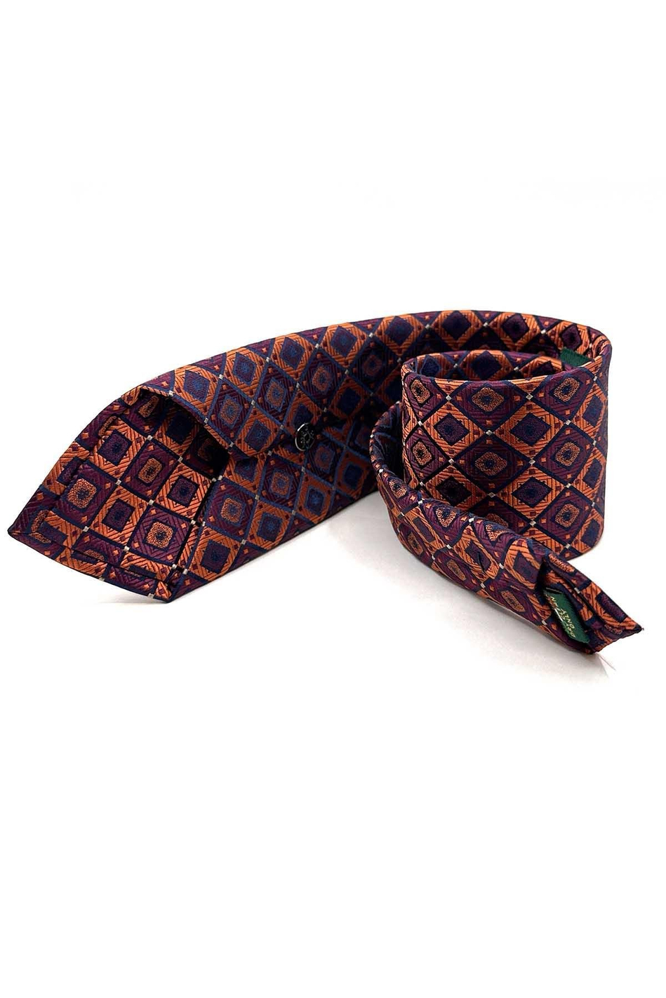 Turuncu Kare Desen Mendilli Klasik Kravat KK12867