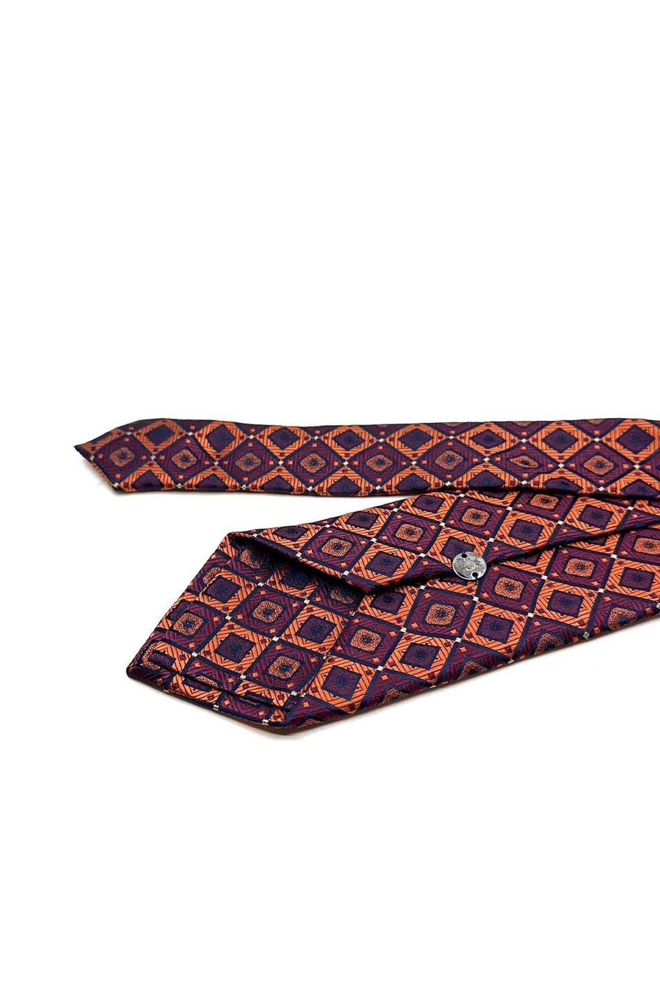 Turuncu Kare Desen Mendilli Klasik Kravat KK12867